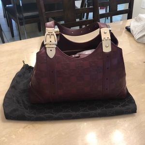 Gucci Horsebit Embossed Leather Satchel